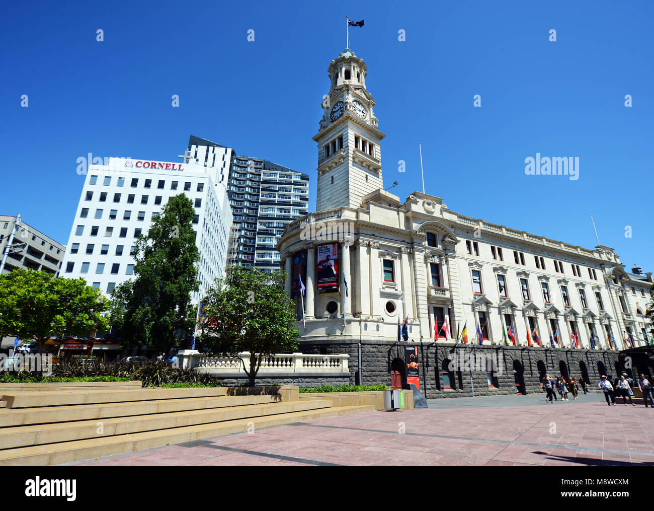 Auckland Town Hall è un edificio storico su Queen Street nel CBD di Auckland, Nuova Zelanda. Foto Stock