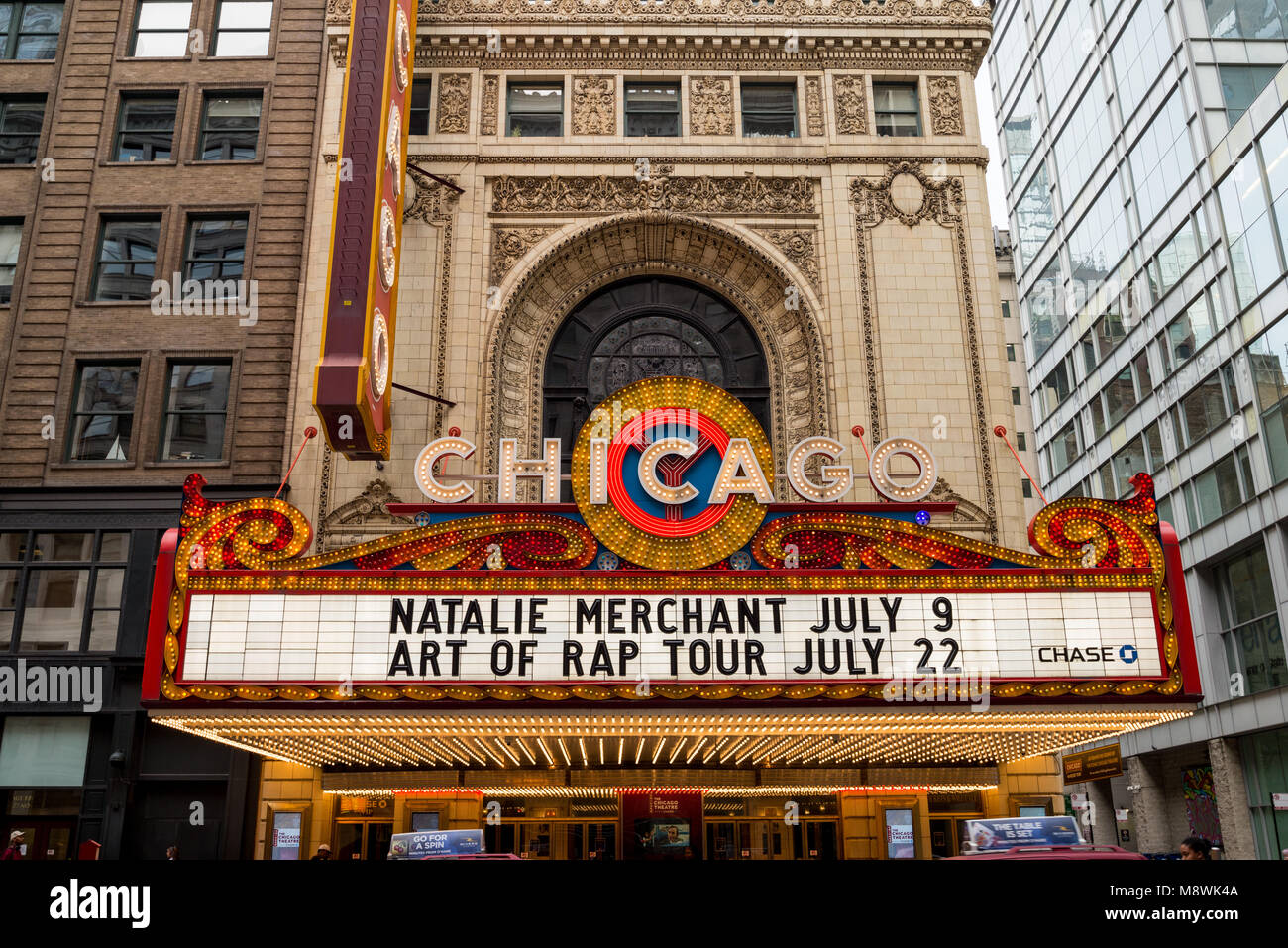 CHICAGO, Illinois - Luglio 04: il Teatro di Chicago ha aperto nel 1921, il teatro fu rinnovato negli anni ottanta. Foto Stock