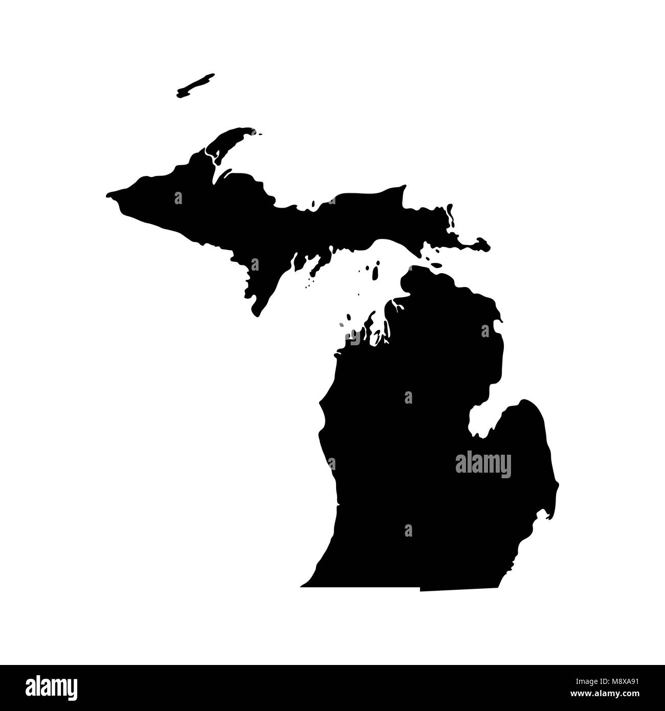 Mappa degli Stati Uniti Stato del Michigan Illustrazione Vettoriale