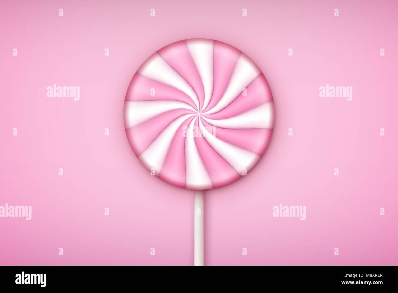 Lolipop rosa caramella sul rosa pastello sfondo. Illustrazione Vettoriale