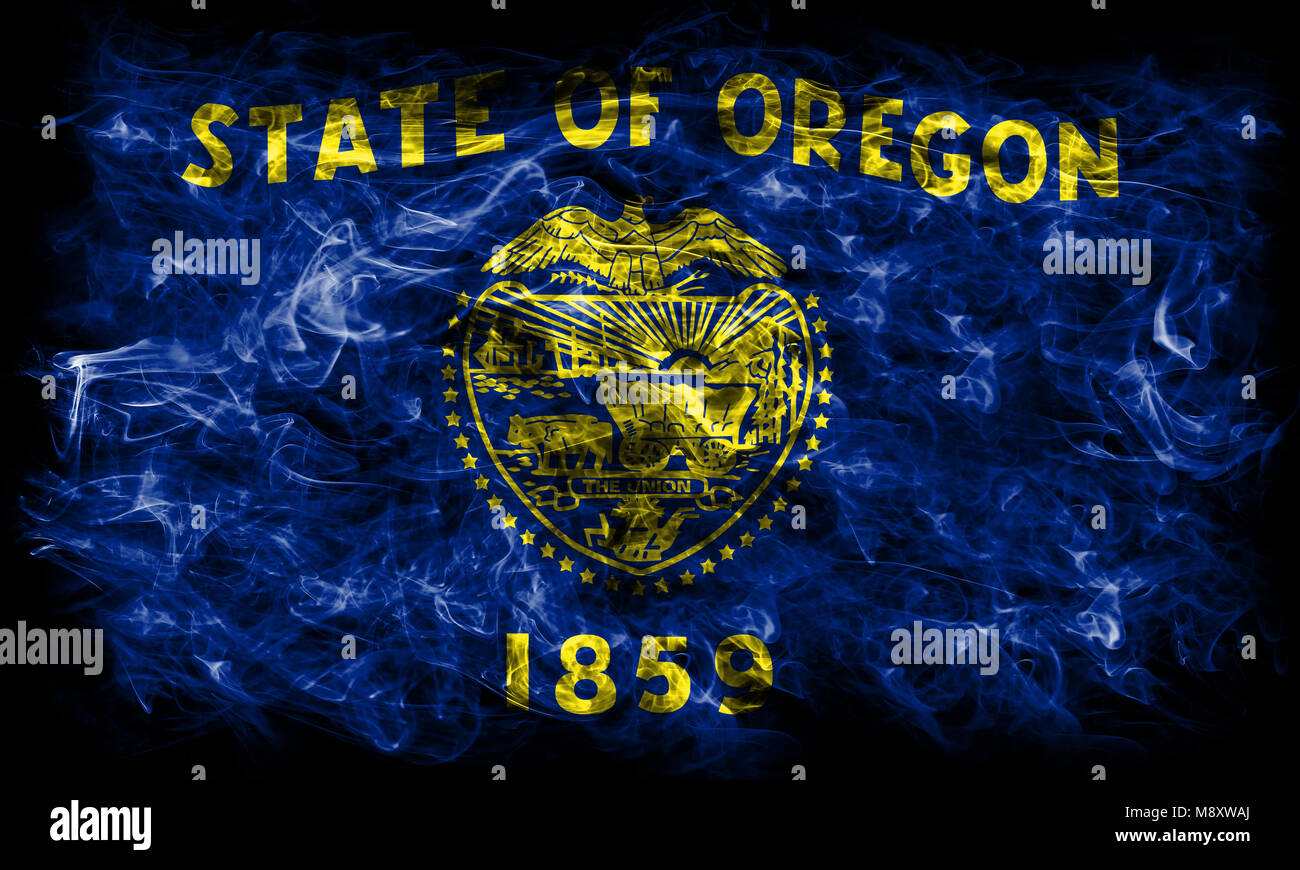 Oregon state flag di fumo, Stati Uniti d'America Foto Stock