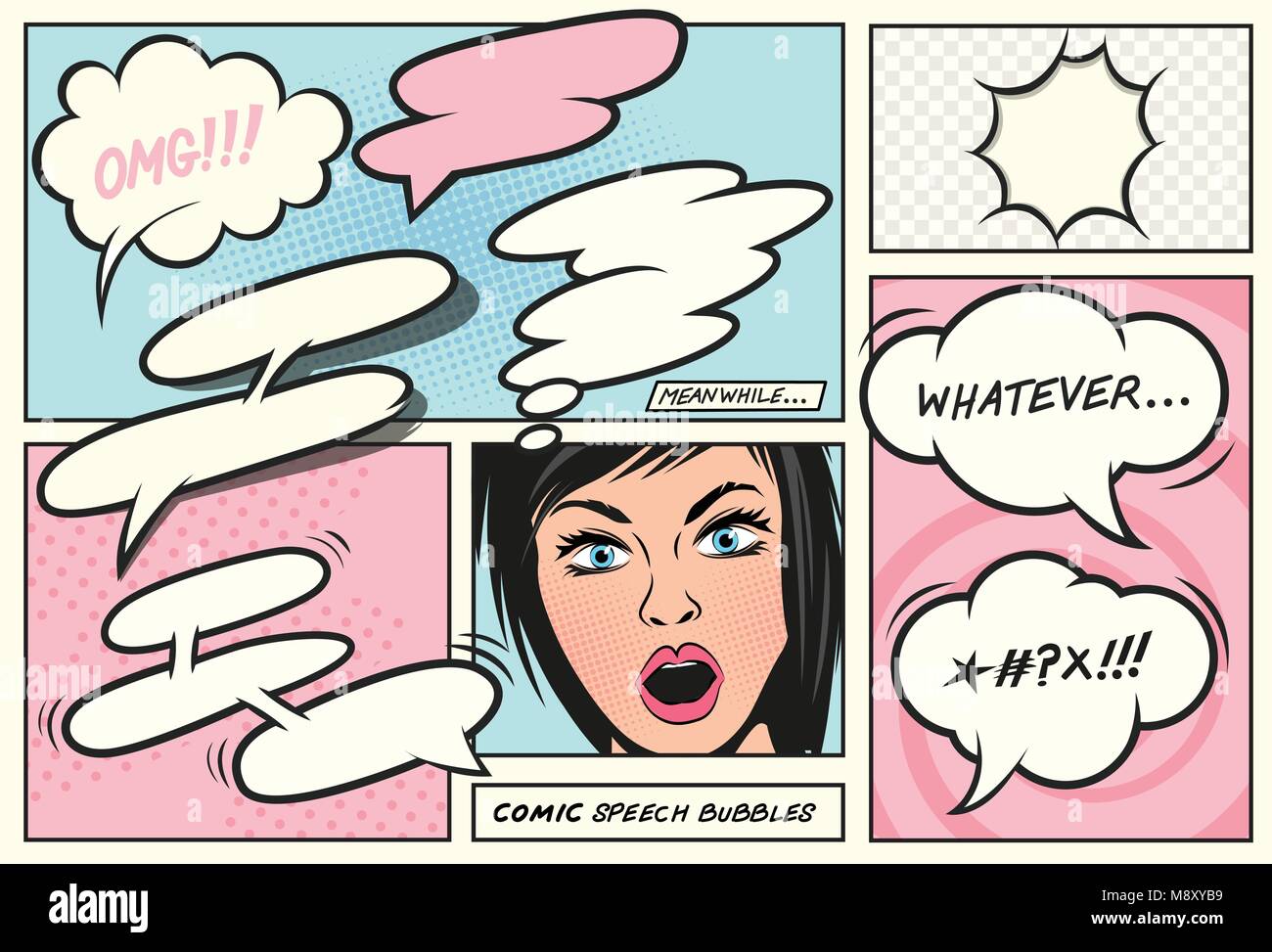 Mezzitoni retrò cartoon fumetto discorso bolla set. Illustrazione Vettoriale Illustrazione Vettoriale