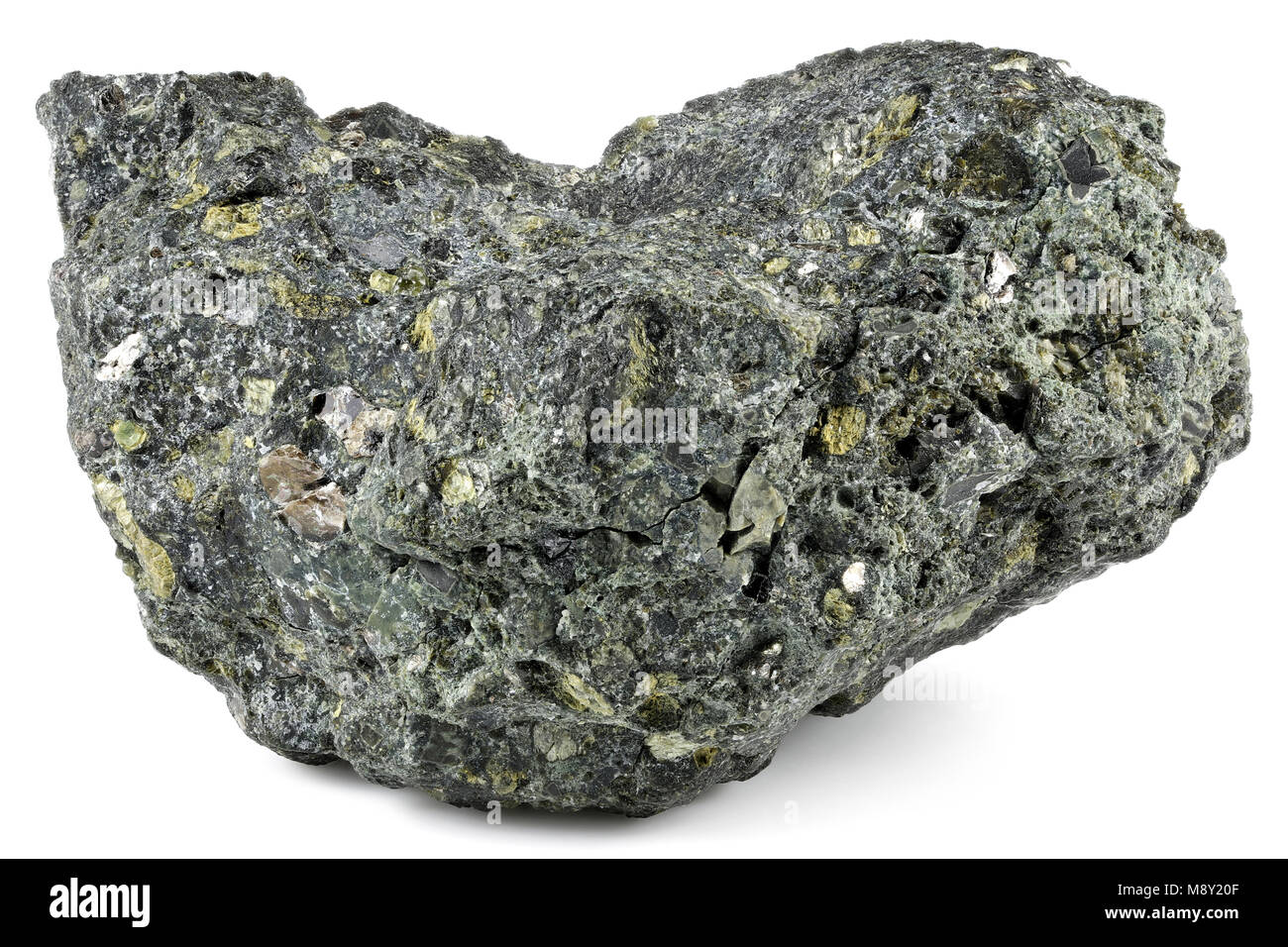 Cuscinetto del diamante naturale grezza Kimberlite dal Sud Africa isolati su sfondo bianco Foto Stock