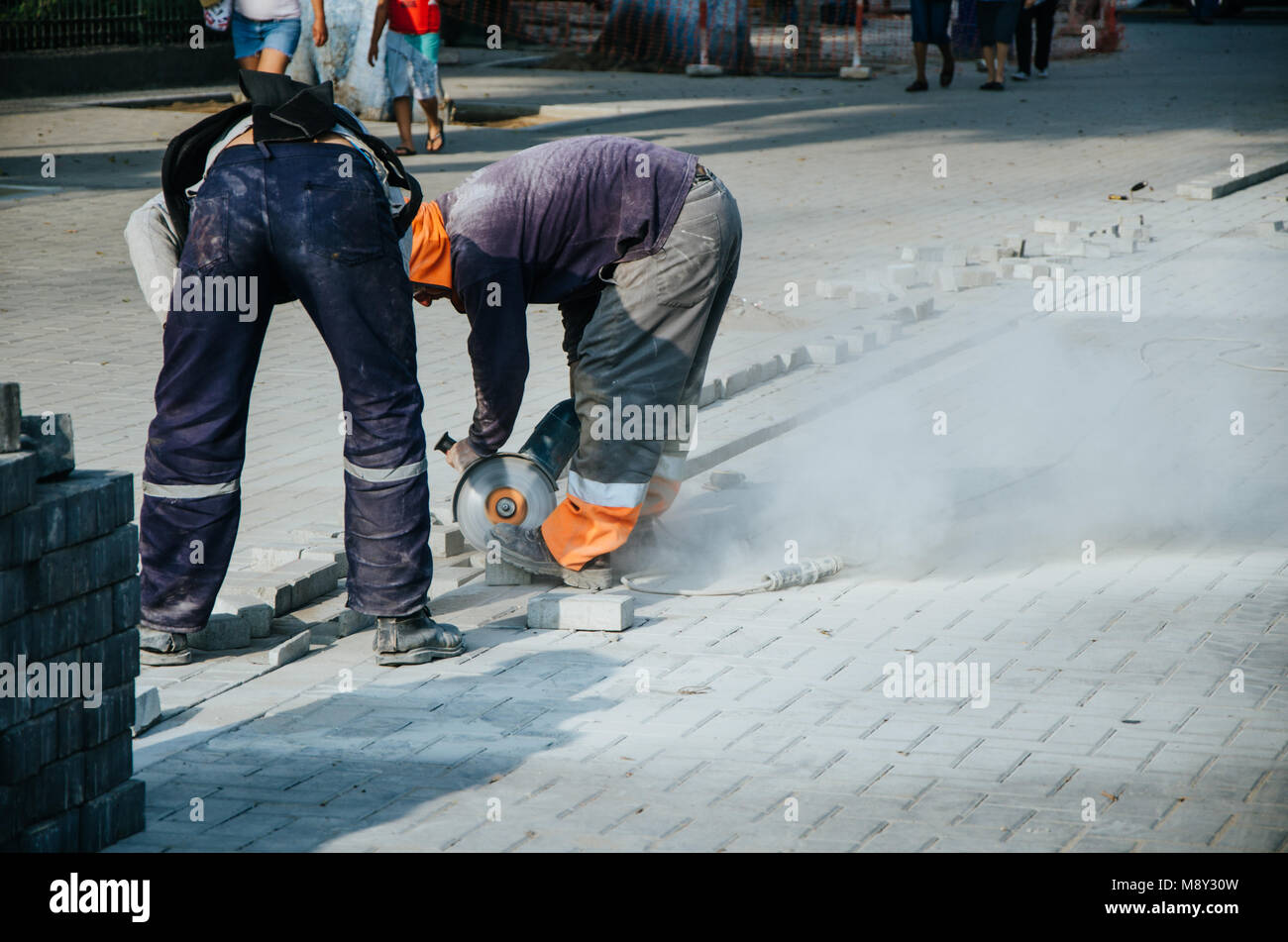 Il builder di marciapiedi nel burrone, Lima - Perù Foto Stock