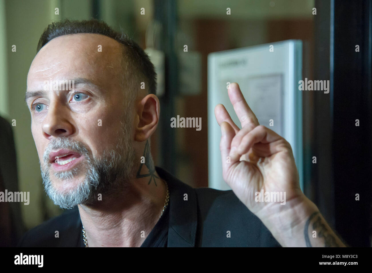 Adam Nergal Darski, leader di extreme metal band Behemoth, in Gdansk, Polonia. 19 marzo 2018 © Wojciech Strozyk / Alamy Stock Photo Foto Stock