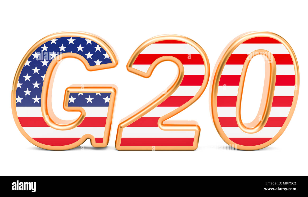 Vertice G20 concept. American G20 incontro, rendering 3D Foto Stock