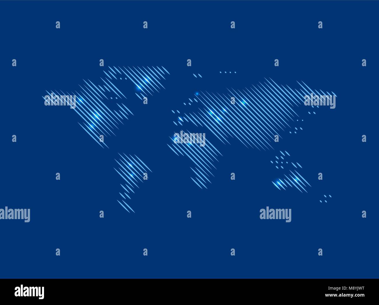 Blu sfocate mappa del mondo Illustrazione Vettoriale