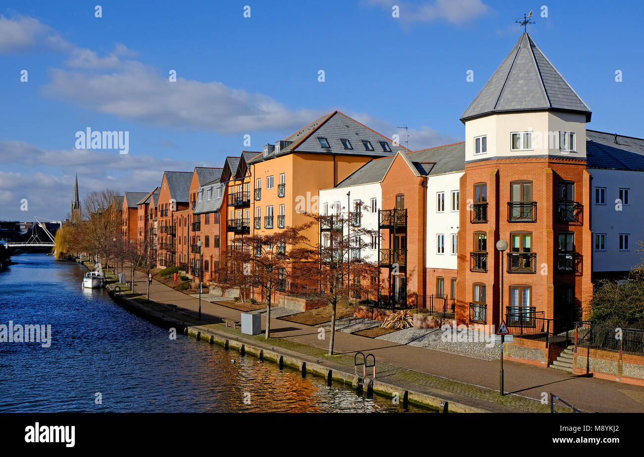 Edifici di appartamenti, Riverside, Norwich, Norfolk, Inghilterra Foto Stock