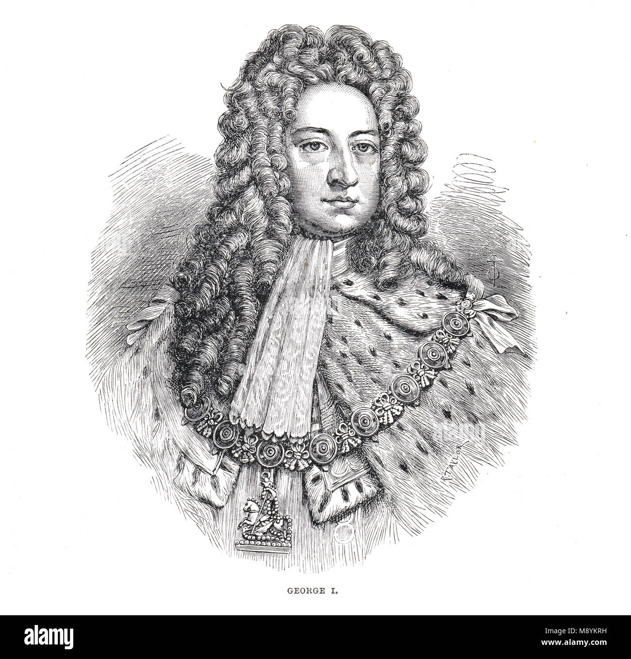 Re Giorgio I di del Regno Unito di Gran Bretagna e Irlanda, regnò 1714-1727, primo monarca della Casa di Hannover Foto Stock