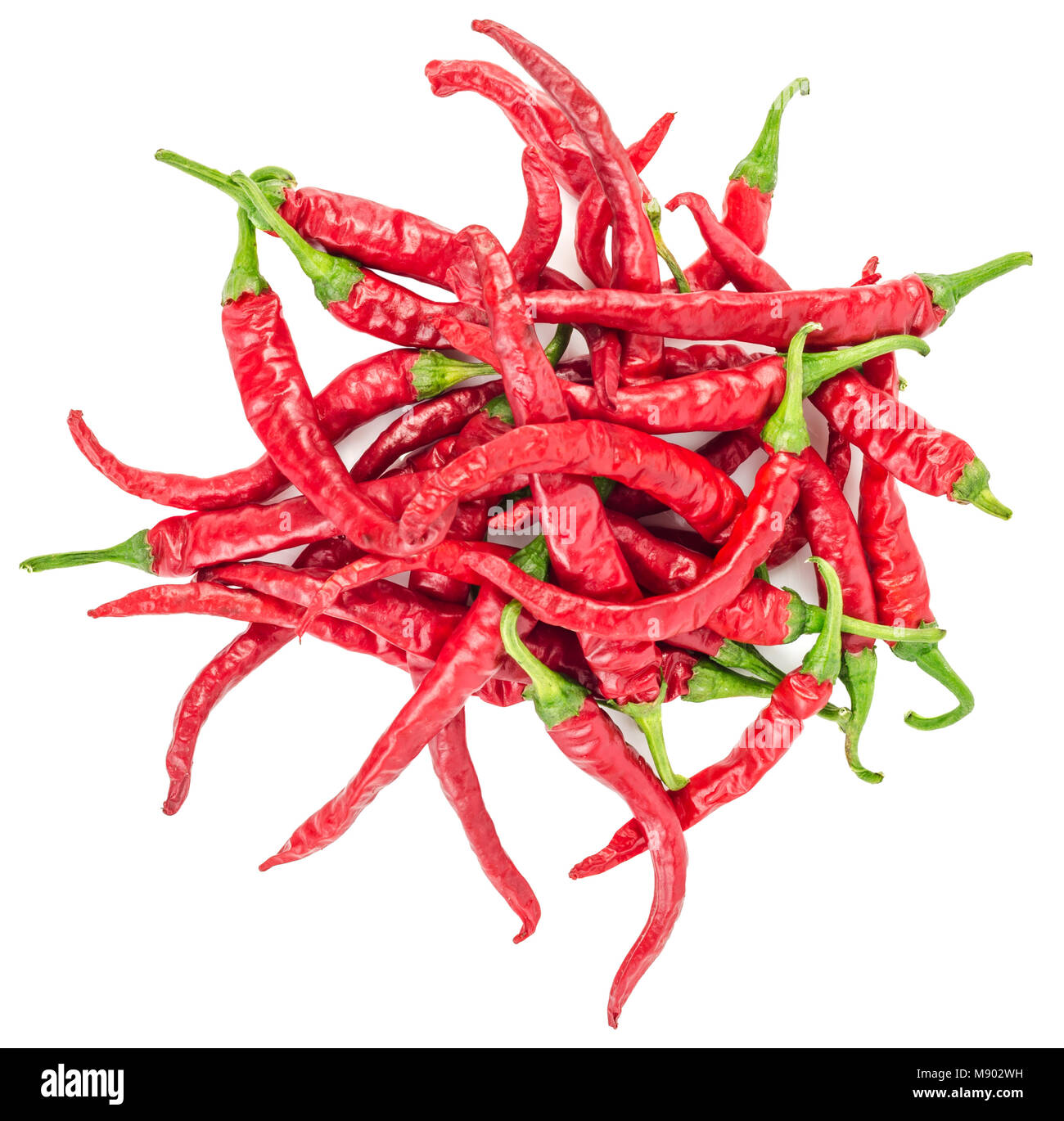 Red Hot Chili Peppers isolato su uno sfondo bianco. Vista dall'alto. Foto Stock