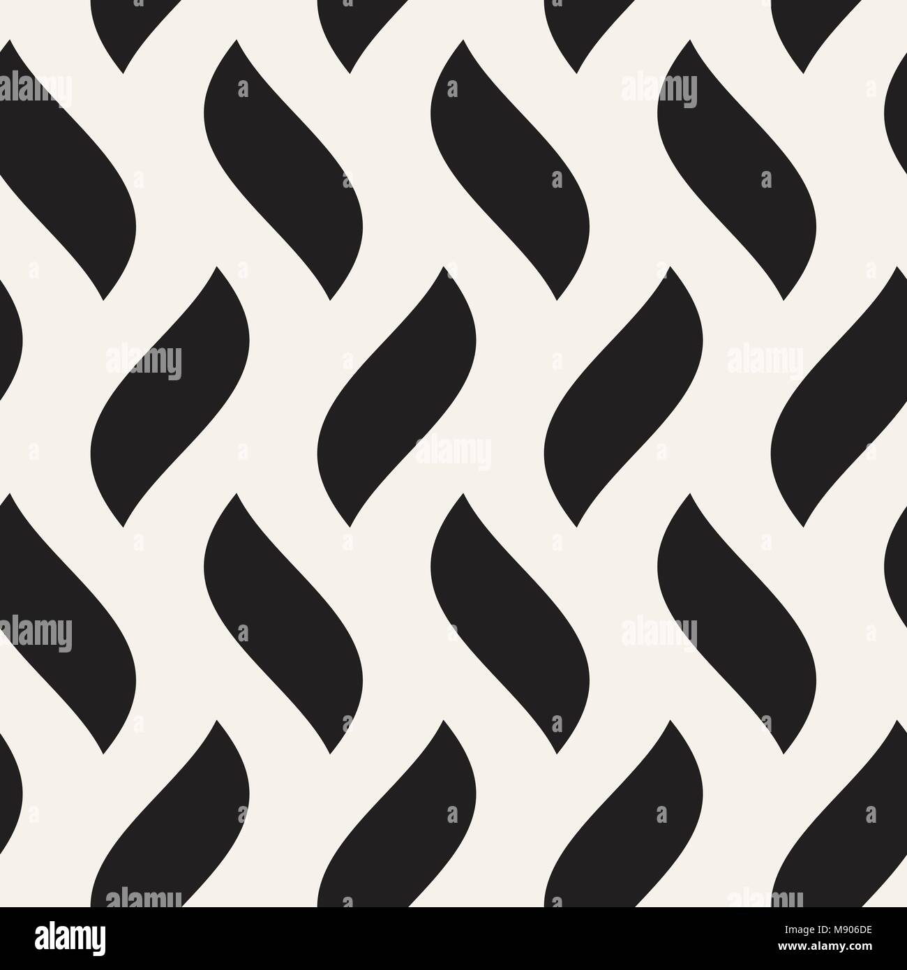 Vector Seamless in bianco e nero disegnato a mano le linee ondulate Pattern Illustrazione Vettoriale