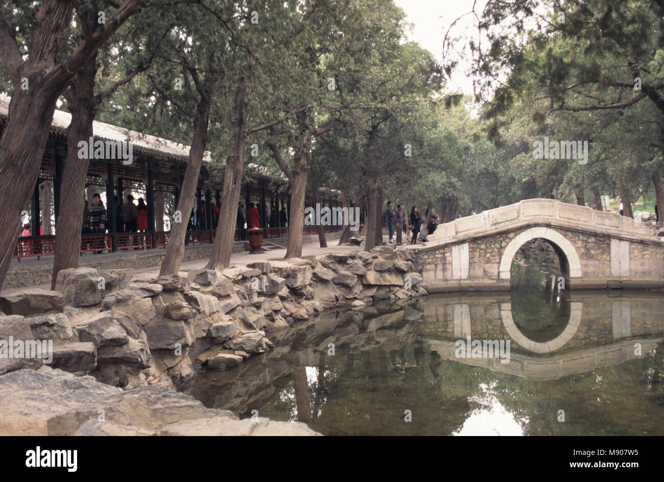 Palazzo Estivo, Yihe e Yuan, "giardini del nutrito armonia", Pechino, Qingyi Yuan, 'Garder di Clear Ripples', summer resort per Empress Dowager Cixi, mento Foto Stock