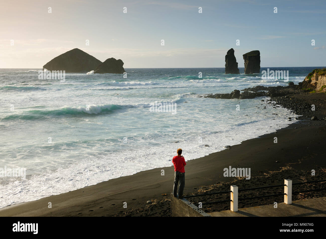 La spiaggia di Mosteiros. São Miguel, isole Azzorre. Portogallo Foto Stock