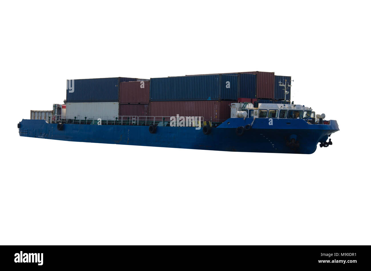 Contenitore nave da carico nell'oceano. Trasporto merci Foto Stock