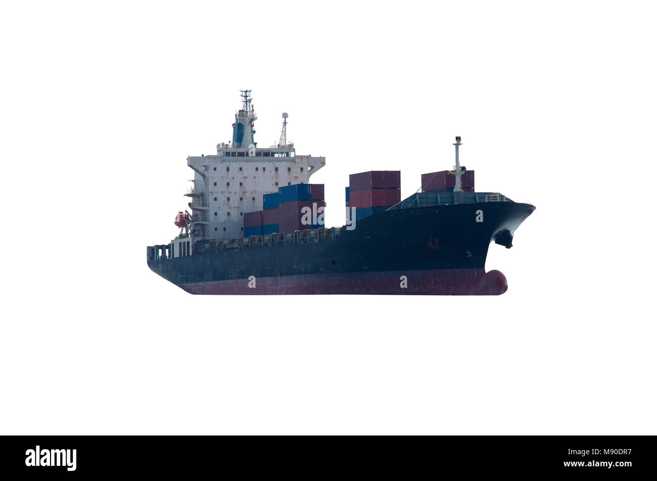 Contenitore nave da carico nell'oceano. Trasporto merci Foto Stock