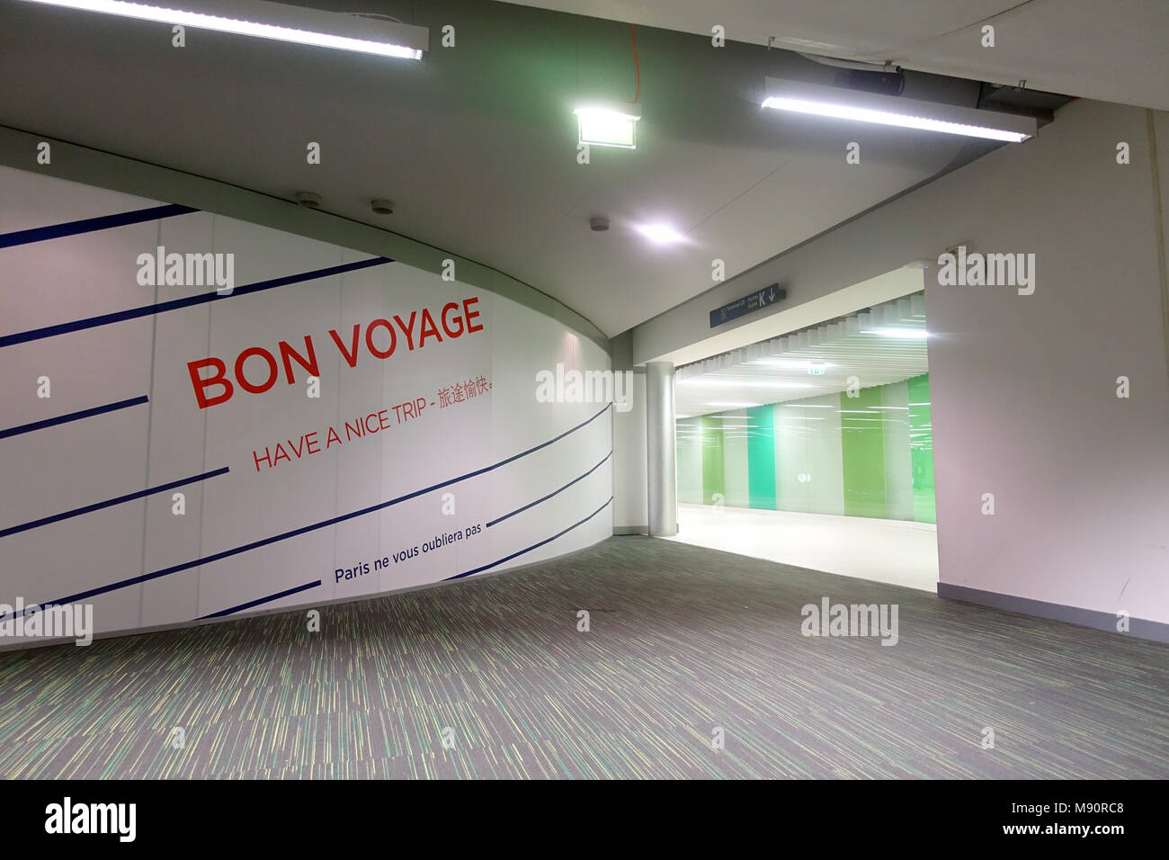 Aeroporto di Roissy Charles de Gaulle. Bon voyage segno. La Francia. Foto Stock