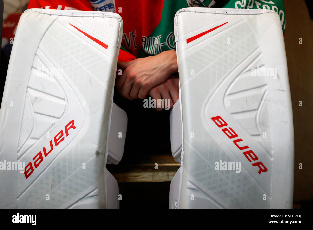 Hockey su ghiaccio corrispondono. Portiere. Foto Stock