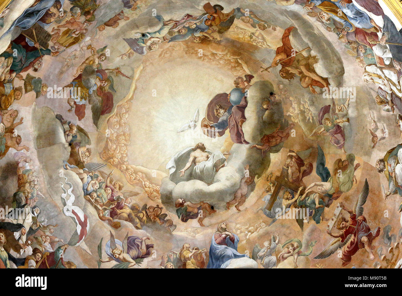 Notre Dame du Val-de-Grazia chiesa cattolica, Parigi, Francia. Affresco Dome. Foto Stock