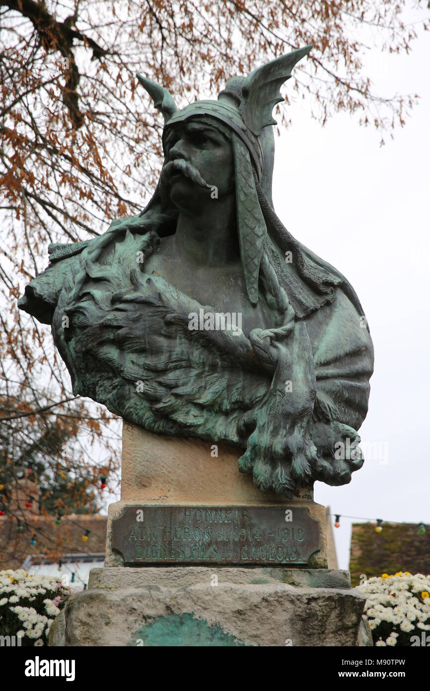 La guerra mondiale I memorial mostrante una Gallia. Barbizon, Francia. Foto Stock