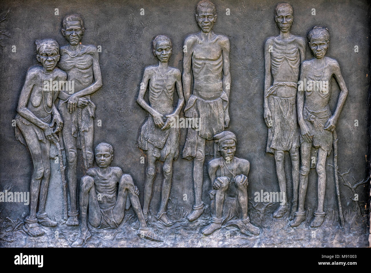 A Windhoek stele commemorativa della Herero e Nama genocidio dal tedesco forze coloniali in Namibia Foto Stock