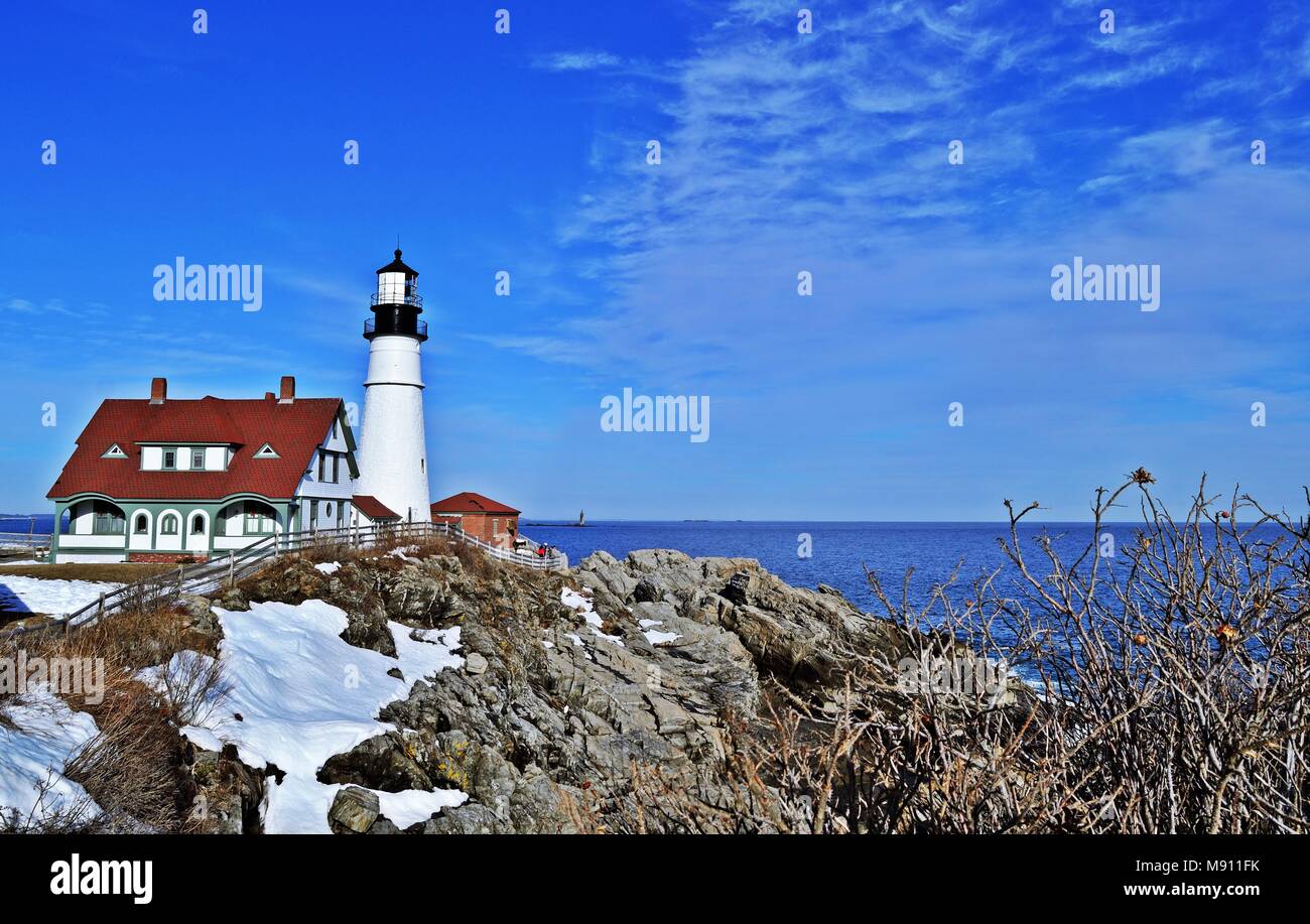 Cape Elizabeth faro nel Maine, Stati Uniti d'America Foto Stock