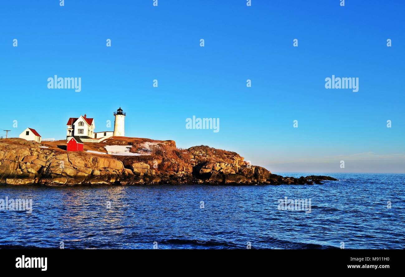 Cape Neddick lighthouse, York, Maine Foto Stock