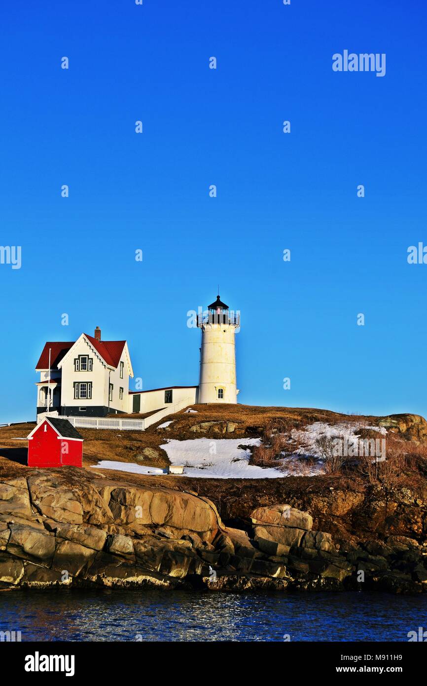 Cape Neddick lighthouse, York, Maine Foto Stock