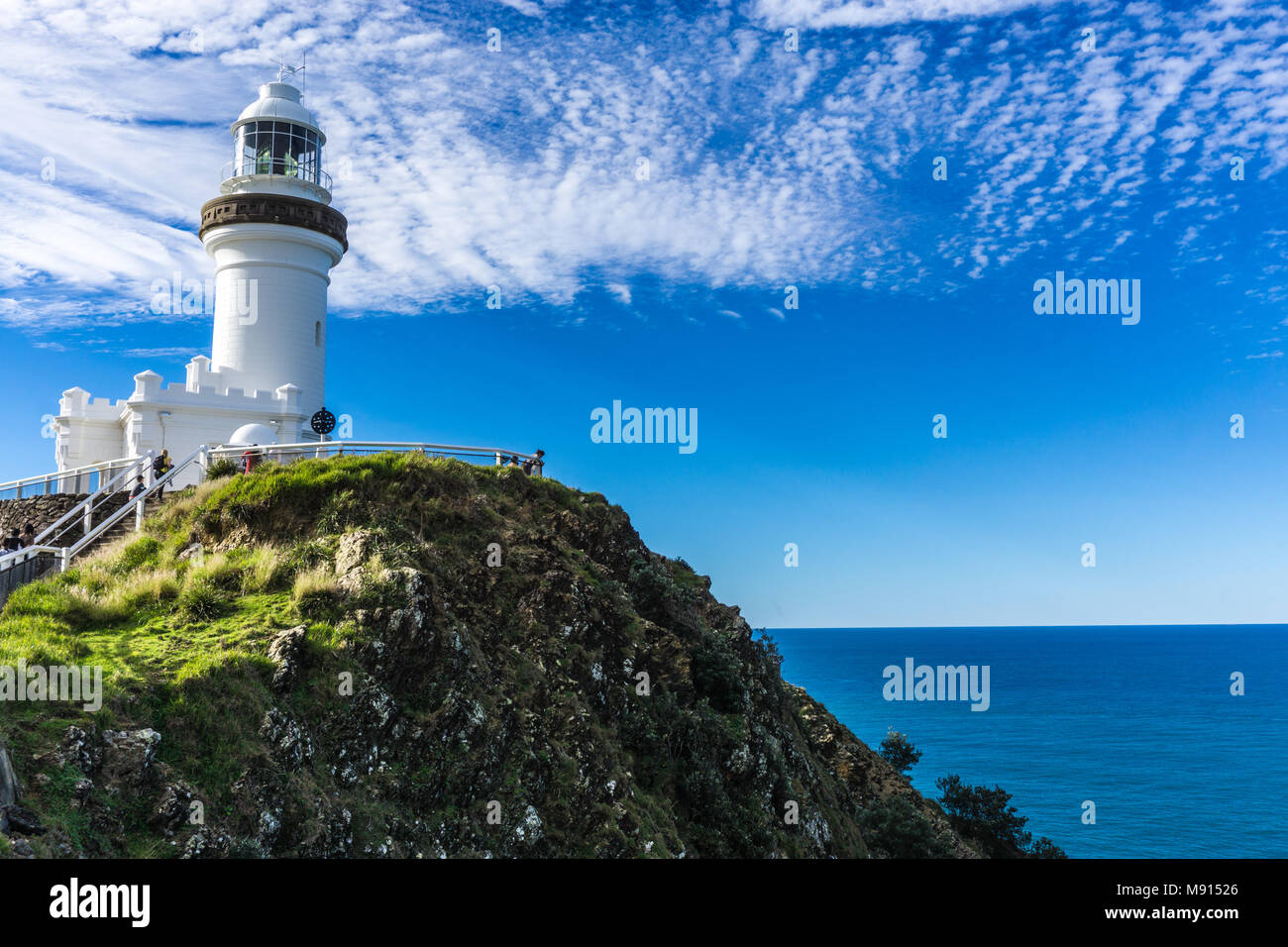 Faro in Byron Bay con cieli blu, Nuovo Galles del Sud, Australia Foto Stock