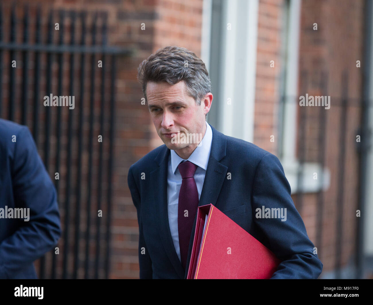 Il segretario di Stato per la difesa, Gavin Williamson, a Downing Street per una riunione del gabinetto Foto Stock