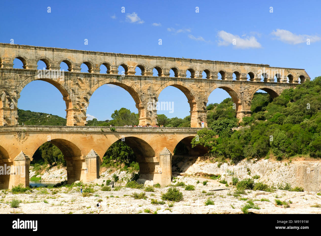 Acquedotto Romano di Pont du Gard Gard Occitaine Francia Foto Stock