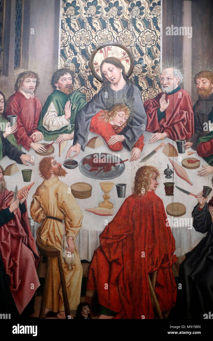 Saint-Pierre le Vieux chiesa cattolica. Cristo nella sua passione. L'ultima cena. Dipinto di Henri Lutzelman xv secolo. Strasburgo. La Francia. Foto Stock