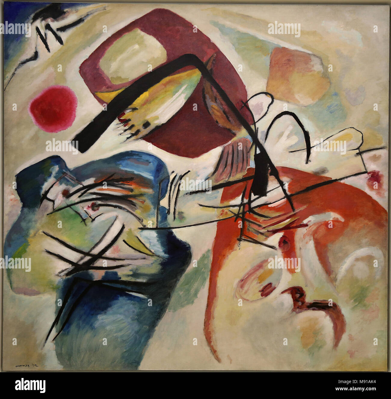 Musee National d'Art Moderne (National Museum di arte moderna), il centro Georges Pompidou di Parigi, Francia. Vassily Kandinsky, con la prua nero, 1912, olio su Foto Stock