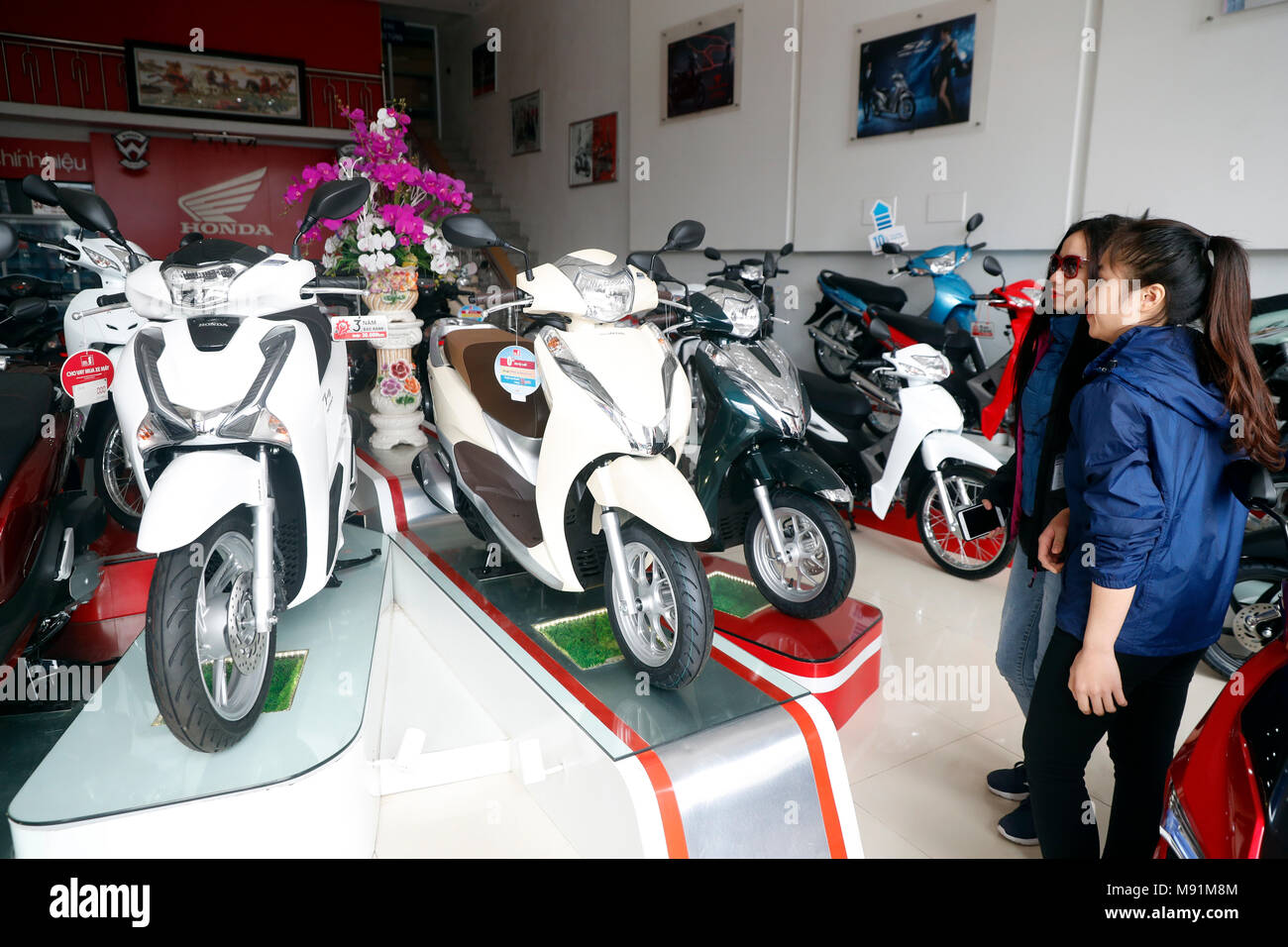 Moto Honda Dealer. Bac figlio. Il Vietnam. Foto Stock