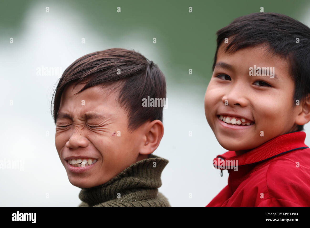 Ragazzi vietnamiti. Bac figlio. Il Vietnam. Foto Stock