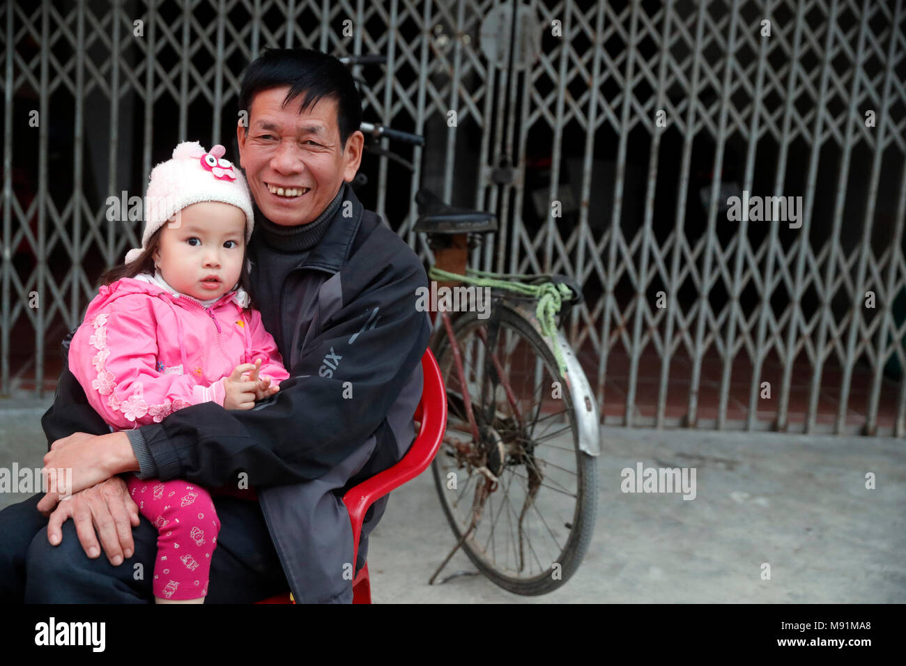 Padre e figlia. Bac figlio. Il Vietnam. Foto Stock