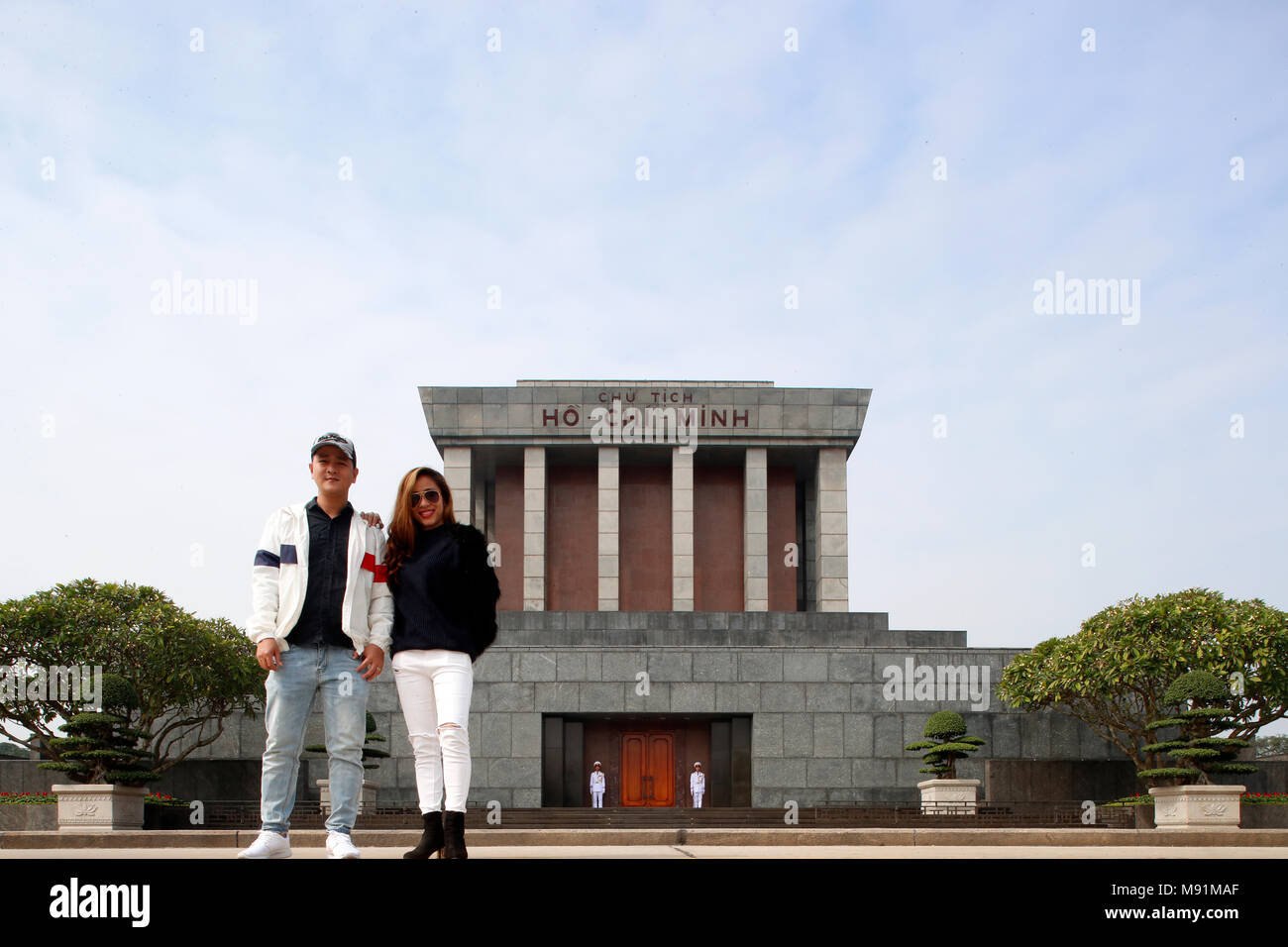 Mausoleo di Ho Chi Minh. Ho Chi Minh (1890-1969), fondatore della indocinese. Hanoi. Il Vietnam. Foto Stock