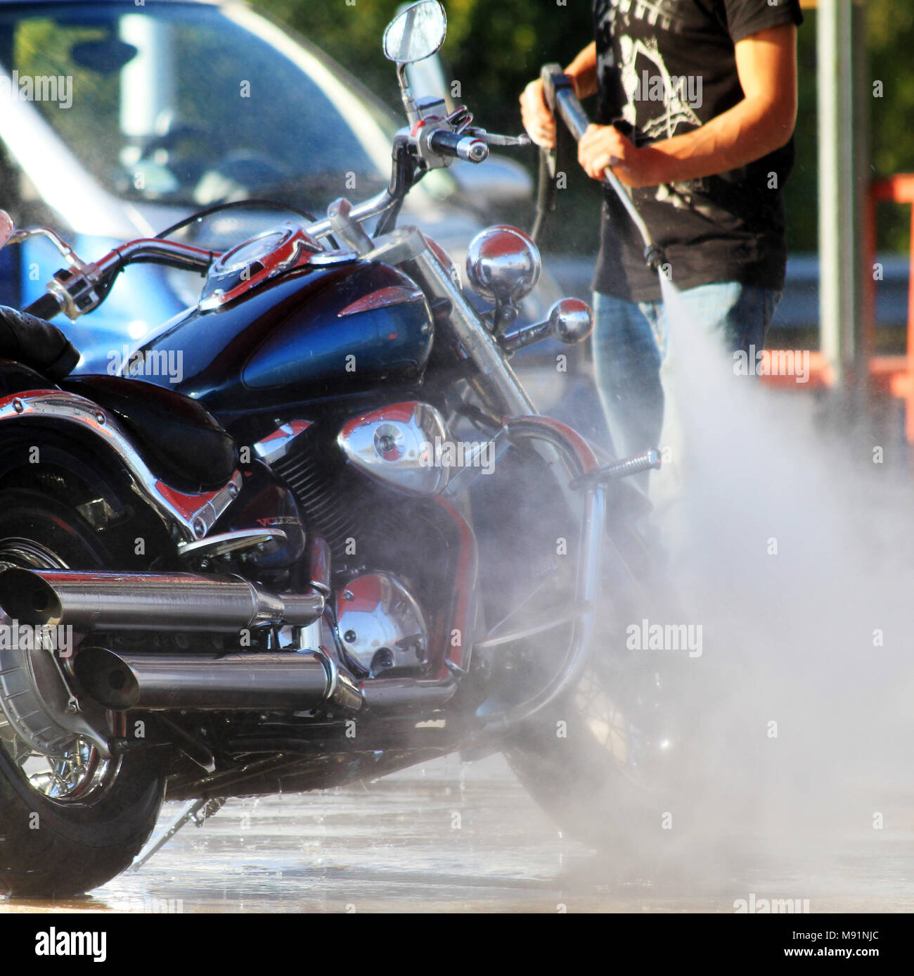 Lavaggio auto per motocicli Foto Stock
