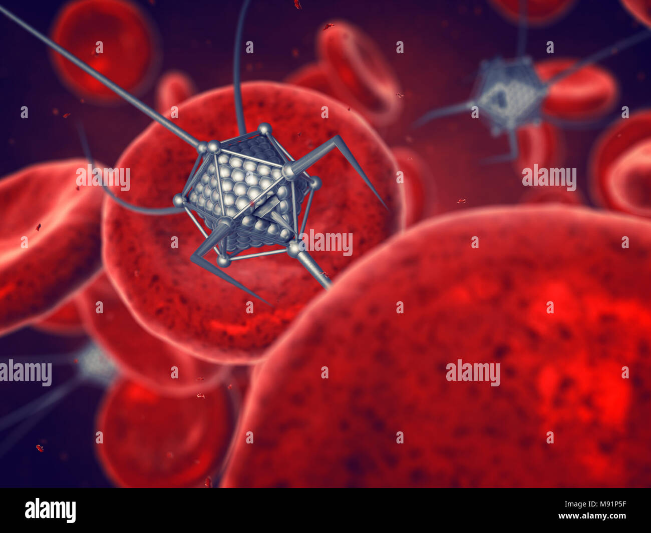Nanorobots e cellule del sangue , la nanotecnologia e bioingegneria. Foto Stock
