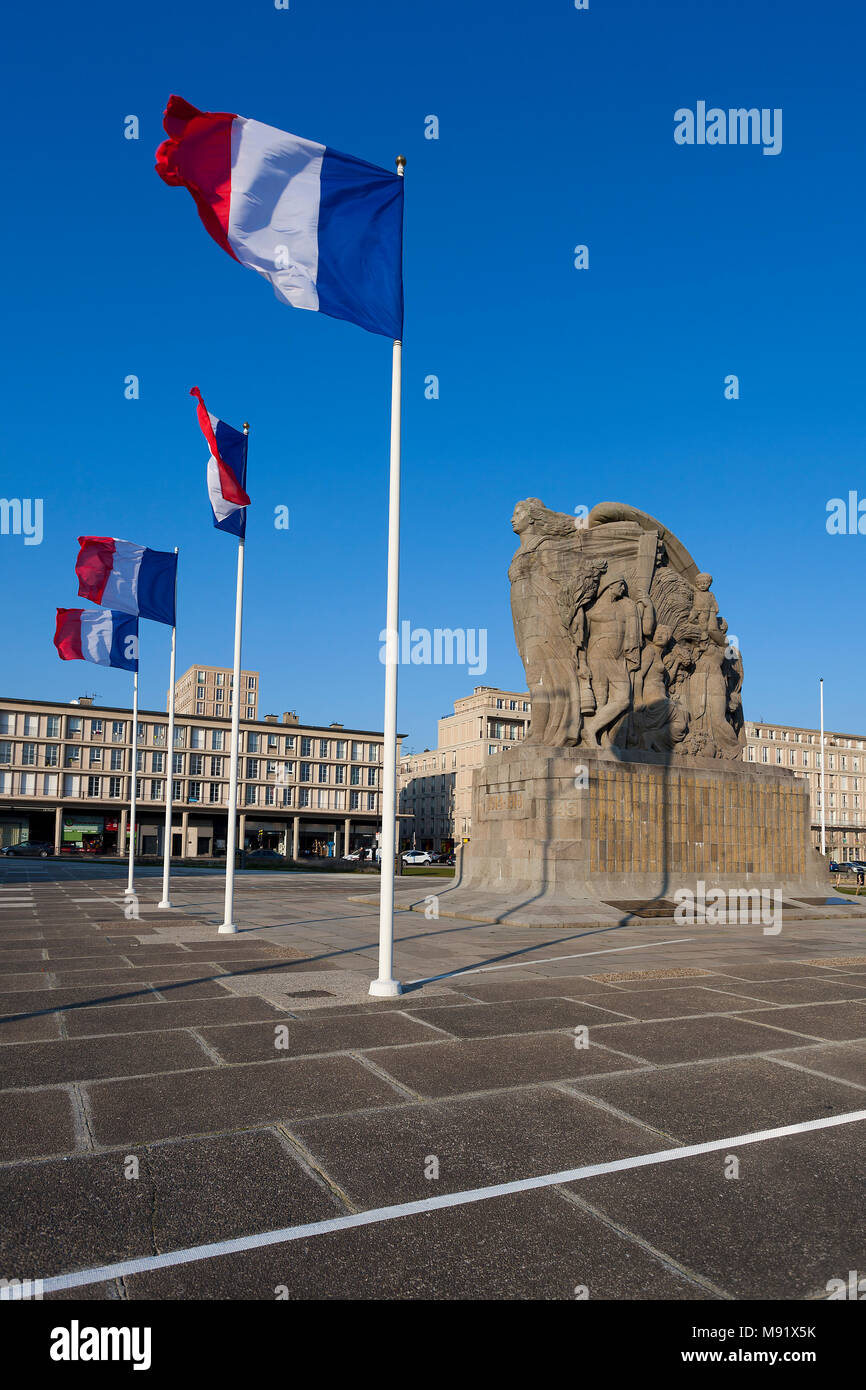 Memoriale di guerra. Posizionare il generale de Gaulle, Le Havre, dipartimento Seine-Maritime, Normandia, Francia Foto Stock