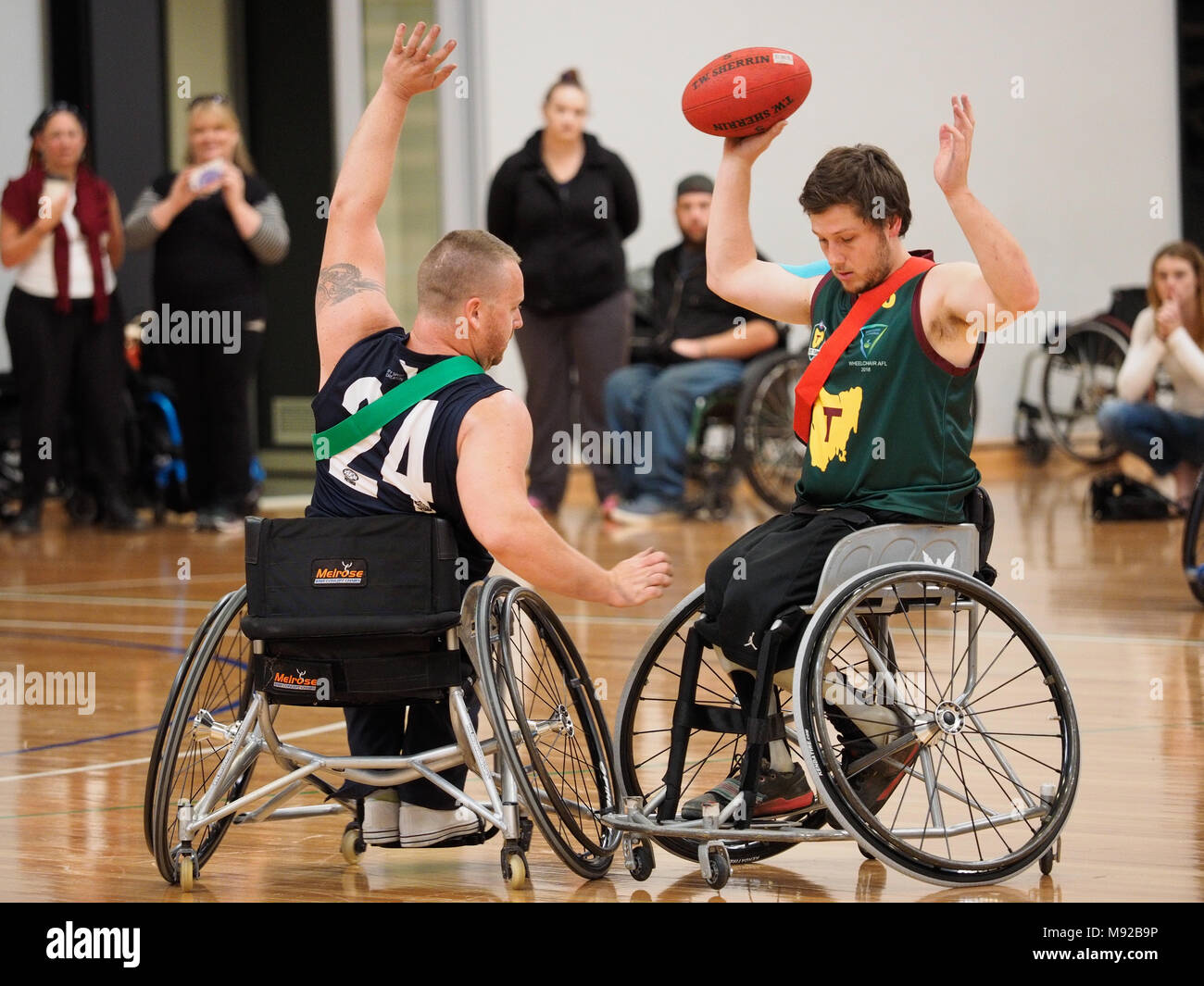 Melbourne, Australia. Il 22 marzo 2018. Sedia a rotelle 2018 Aussie Rules campionato nazionale. Victoria vs Tasmania. Credito Forrester Bill/Alamy Live News Foto Stock