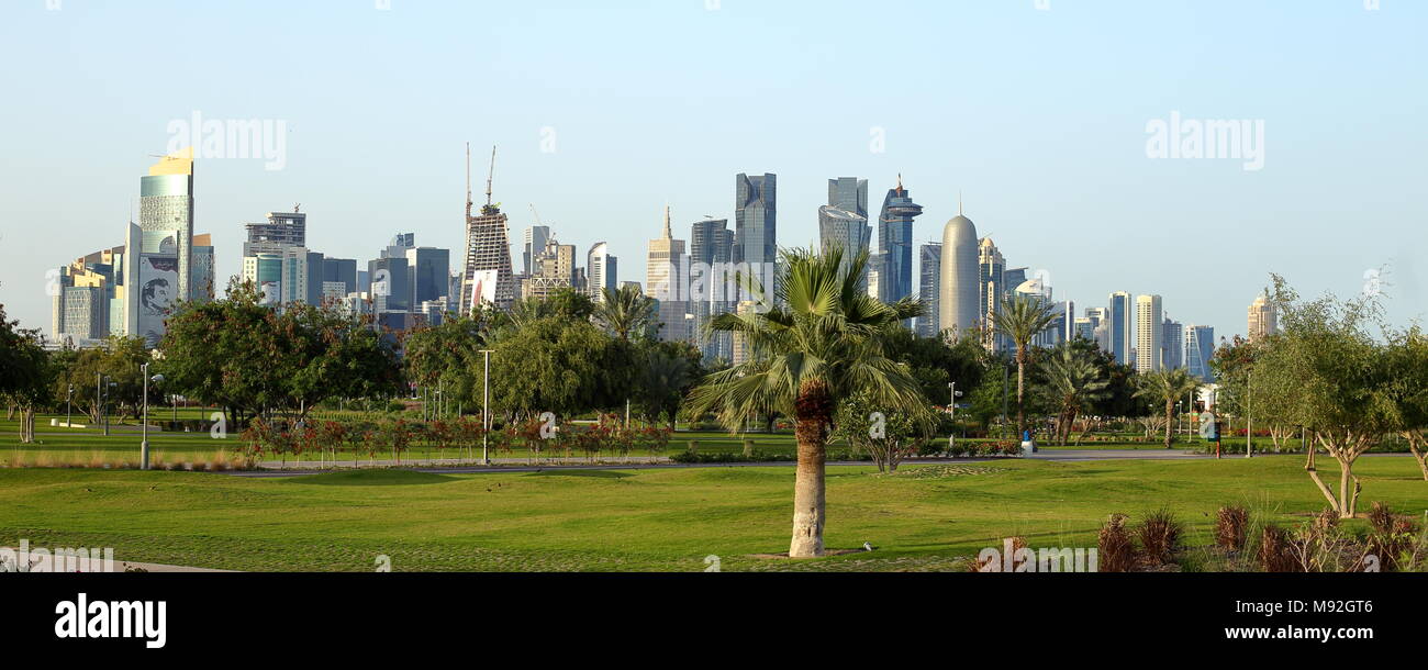 Parco di BIDDA, Doha, Qatar - 21 Marzo 2018: vista la recente apertura del parco di Bidda nel centro del Qatar il capitale, Foto Stock