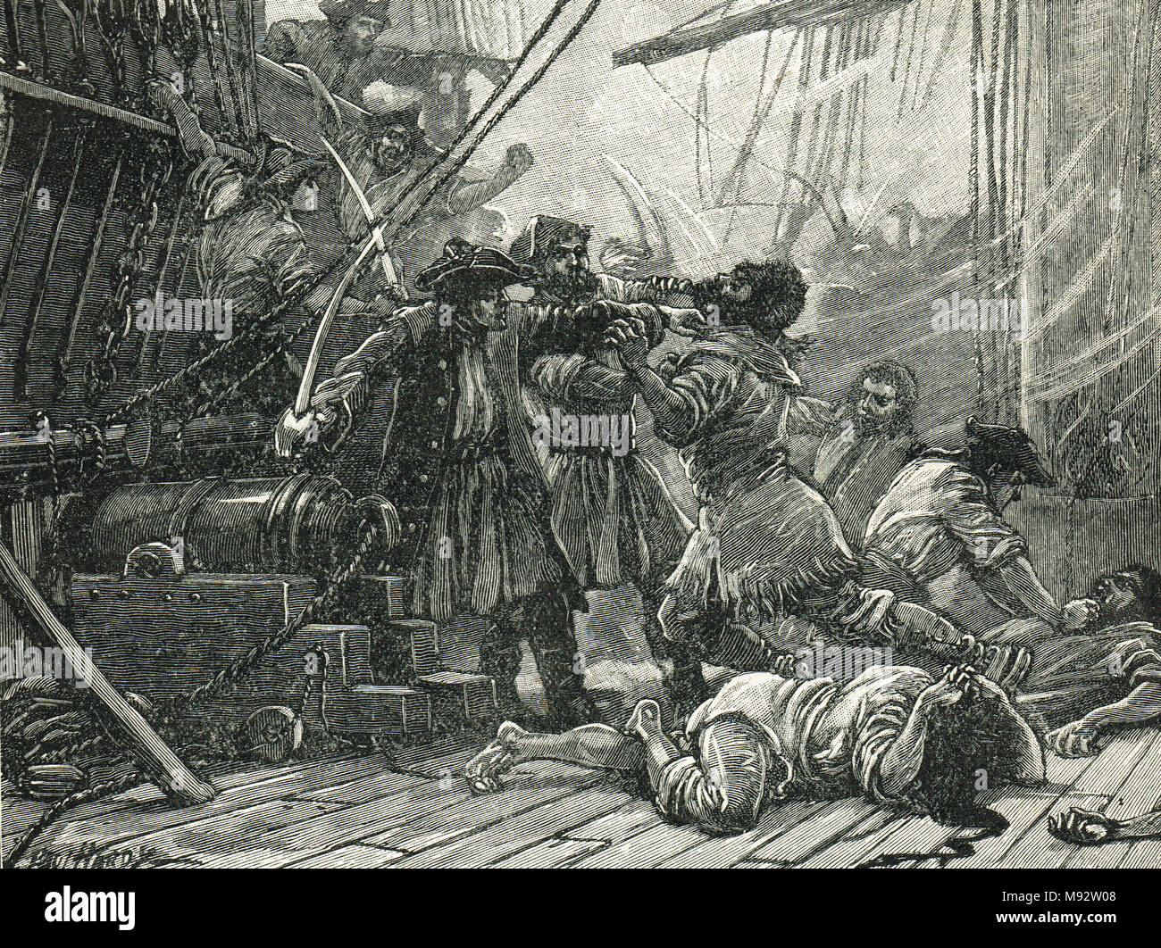 Entrate taglierine catturare un americano di contrabbando nave 1765 Foto Stock