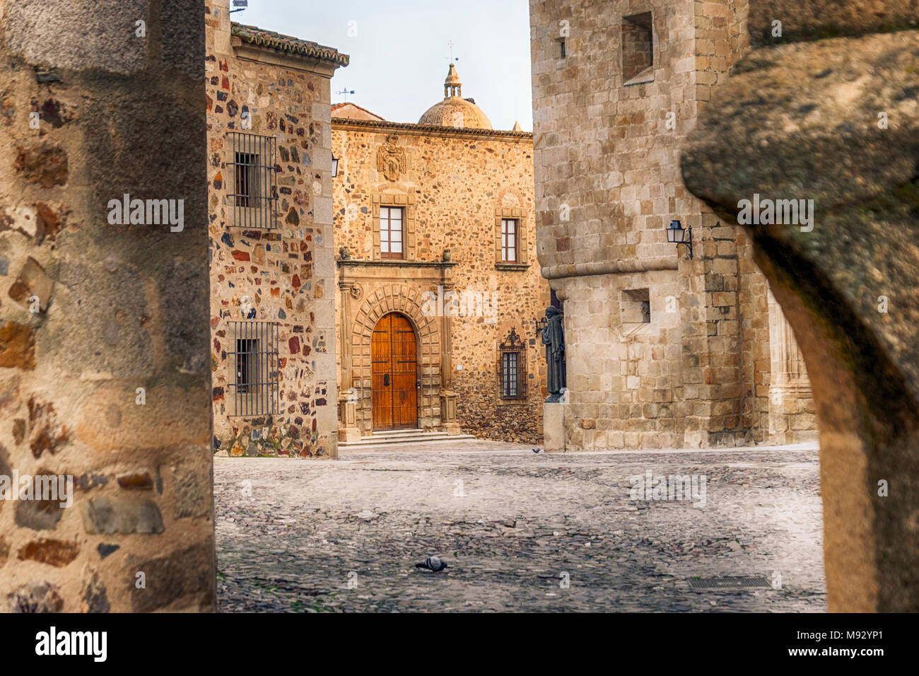 Centro storico della città di Cáceres città monumentale in Estremadura, Spagna Foto Stock