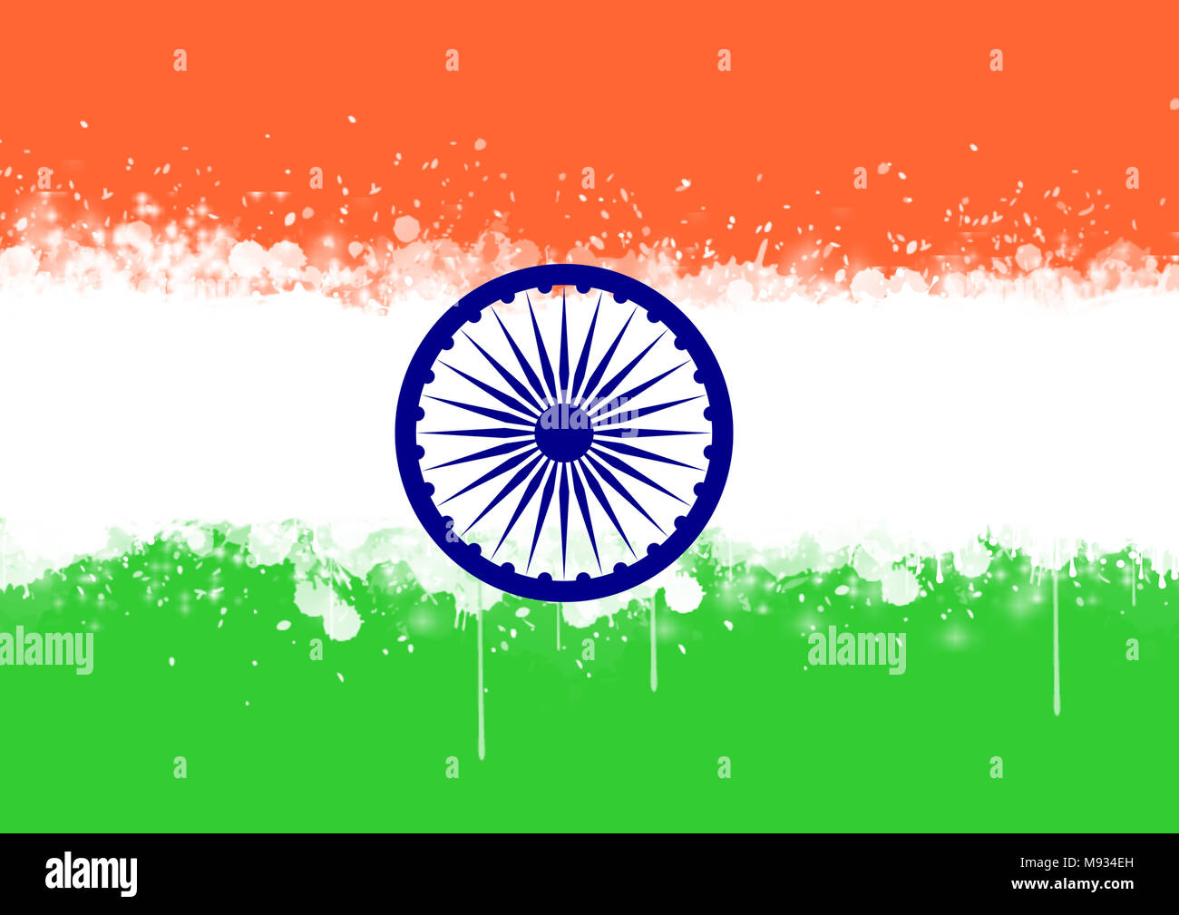 Bandiera dell'India, i colori ufficiali e proporzione correttamente. India nazionale bandiera. illustrazione. . Foto Stock