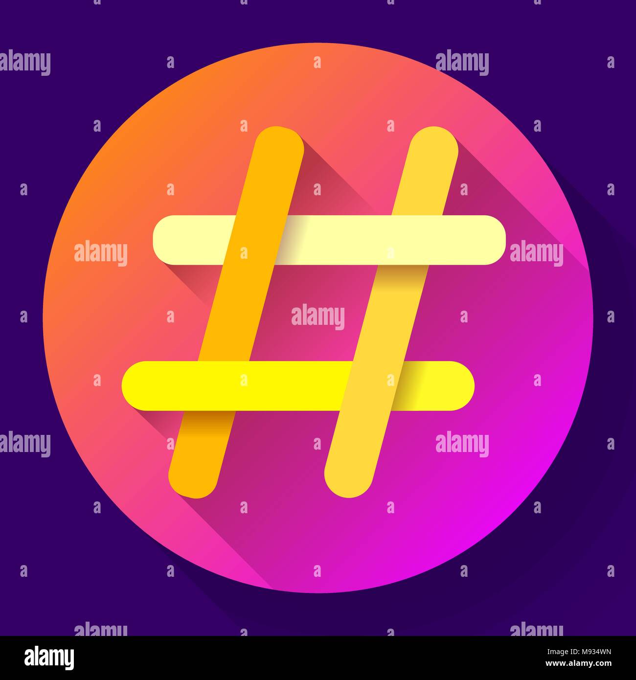 Gli hashtag piatto icona vettore tweet social media community sign symbol Illustrazione Vettoriale