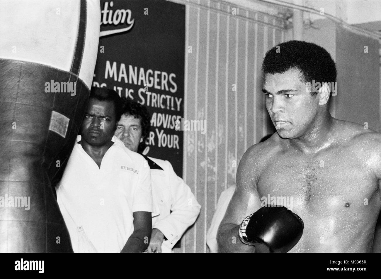 Muhammad Ali formazione a Gleason la palestra a New York per il suo mondo Heavyweight titolo di lotta con Ken Norton presso lo Yankee Stadium. 27 Settembre 1976 Foto Stock