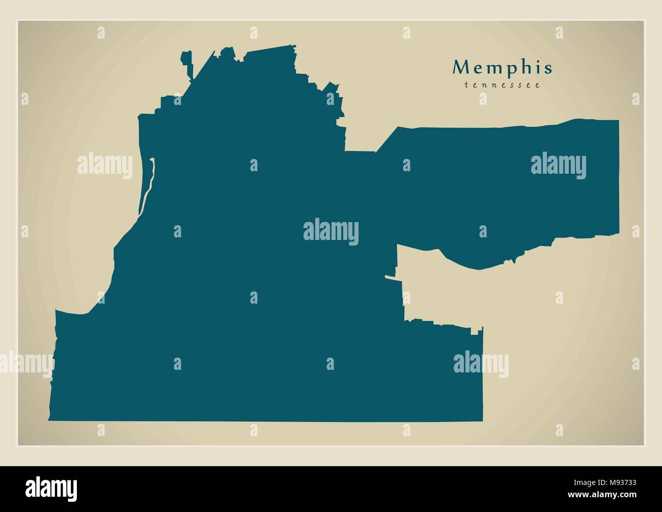 Città moderna mappa - Memphis Tennessee città degli STATI UNITI D'AMERICA Illustrazione Vettoriale