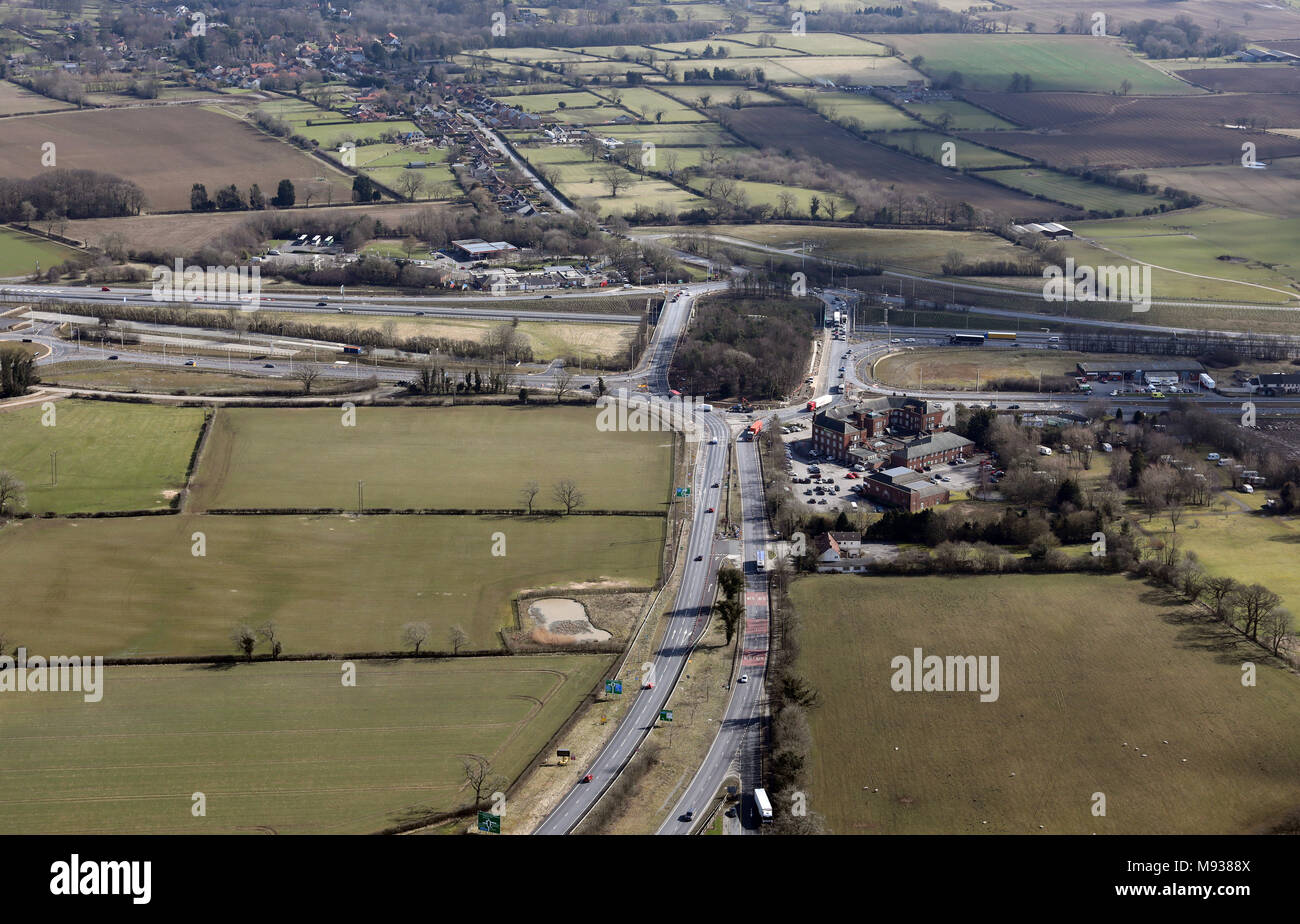 Vista aerea di Scotch Corner, A1(M) della giunzione 54 A66, Regno Unito Foto Stock