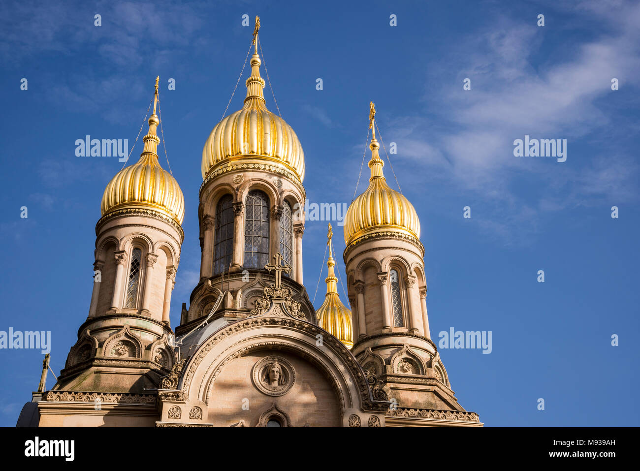 Russisch-Orthodoxe Kirche di Wiesbaden, Assia, Deutschland Foto Stock