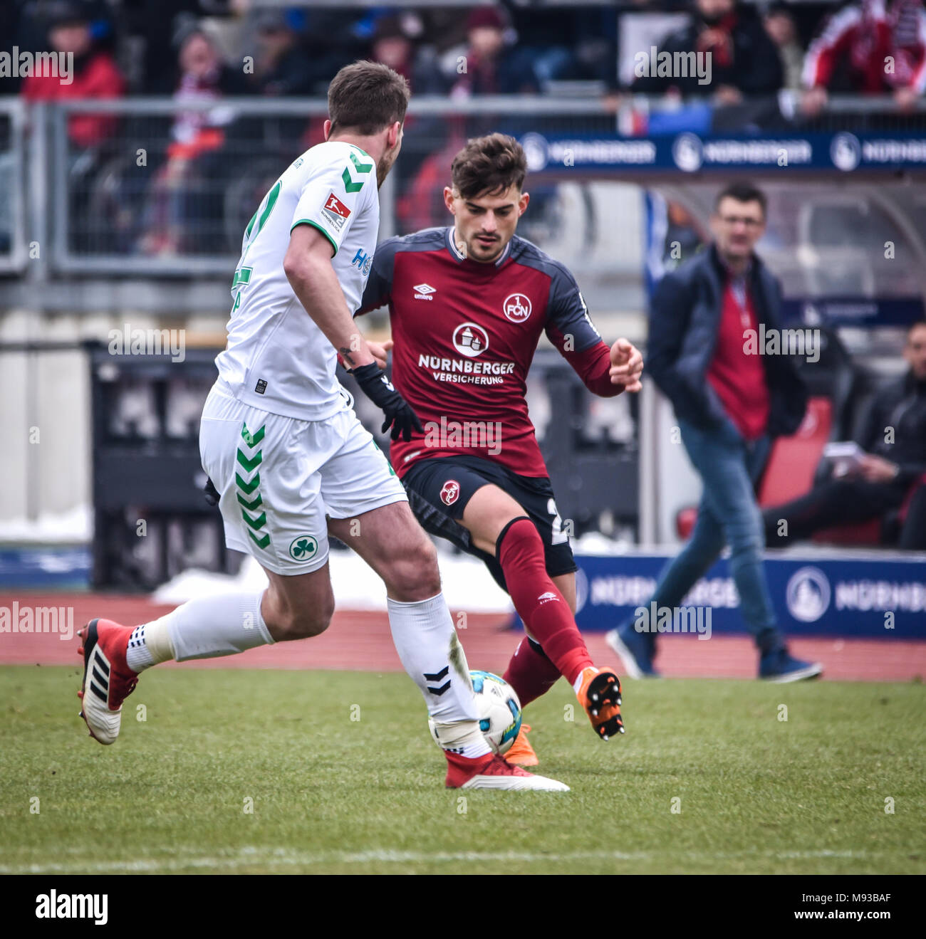 Germania, Nuernberg, Max-Morlock-Stadion, 03 marzo 2018 - 2.Bundesliga - 1.FC Nürnberg vs. SpVgg Greuther Fürth - 264° Franken Derby ! Foto Stock